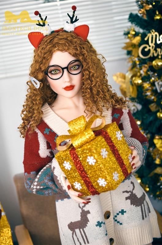 150cm European face small breasts Christmas brown curly hair sex doll Camille - lovedollshops.com