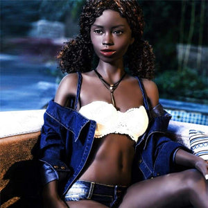 168cm ( 5.51ft ) Flat Breast Black Thin Sex Doll Kama - lovedollshop