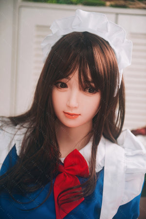 Bezlya Doll 155CM A Cup Blue and White French Maid Costume Silicone Head TPE Sex Doll 2.0 Reality- DieDou - lovedollshops.com