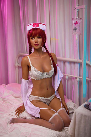 Irontech Doll 168CM Red Hair Nurse Costume Silicone Sex Doll Celine S13 - lovedollshops.com