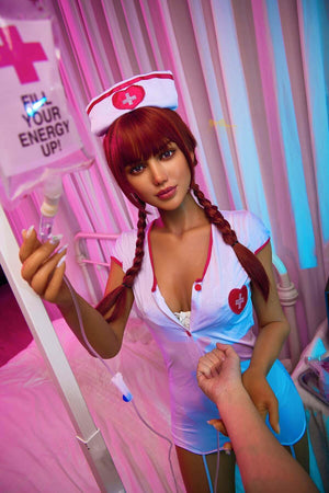 Irontech Doll 168CM Red Hair Nurse Costume Silicone Sex Doll Celine S13 - lovedollshops.com