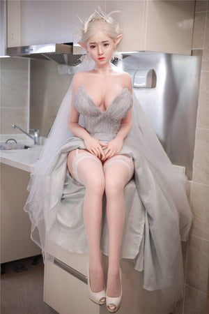 JY DOLL 157CM Big Boobs Implanted White Hair Silicone head Beautiful Makeup Elf Sex Doll - Oizys - lovedollshops.com