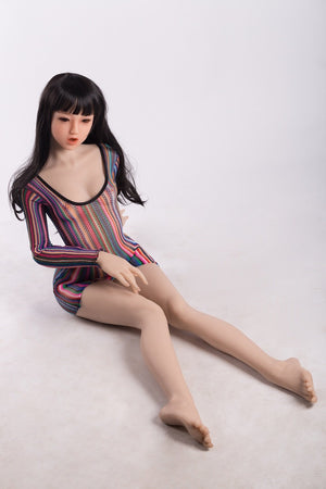 SanHui 145cm siicone flat chest slim black hair sex doll-Xinhua - lovedollshops.com